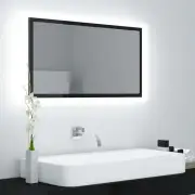 NNEVL LED Bathroom Mirror High Gloss Black 80x8.5x37 cm Chipboard