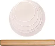SHOWERORO Ergonomic Wood Rolling Pin Mat Set Non-Stick Dough Rollers for Easy Baking Pizza