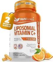 Liposomal Vitamin C 1500mg Immune Support & Immune System Health Booster High Absorption Vitamin C and Collagen Booster Supplement - 120 Vegan Capsules Non-GMO, Made in The USA