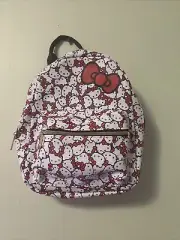 Hello Kitty All Ove Red Ribbon 10" Mini Faux Leather Backpack Sanrio New W Tags