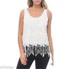 New Romeo & Juliet Sleeveless White Lace Fringe Top Size Medium