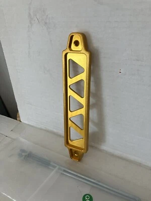 Battery Mount Fixed Bracket Tie Down Strap J Bolt & Nuts Gold Polished Aluminum