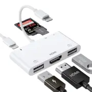 Lightning to HDMI Adapter with USB Camera and Charging Port, SD Card Reader f...