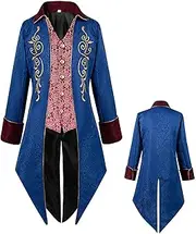 Gothic Tailcoat Men | Halloween Themed Gothic and Vintage Steampunk Jacket | Pirate Costume for Men, Vampire Costume for Halloween Theme and Cosplay, Halloween Costume Helves