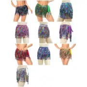Sequins Tassels Bandaged Sexy Wrap Skirt Belly Dance Glitter Hip Scarf