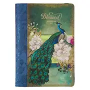 Christian Art Gifts Scripture Journal Blue/Peacock Printed Blessed Jeremiah 17:7