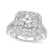 1.88 CT. T.W. Natural Diamond Cushion Frame Split Shank Engagement Ring in Solid 14K White Gold