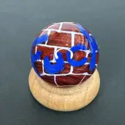 Contemporary Handmade Art Glass Marble 1.24" Graffiti Curse Word Brick Wall MIB