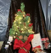 20” Prelit Christmas Tree Tabletop Lights Ornaments Tree Topper Skirt All In One