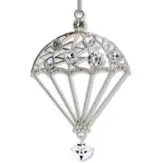 Crystal Hot Air Balloon Ornament - Christmas Tree Hanging Décor Silver Sparkle