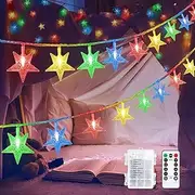 Easytao Fairy Lights Battery Operated, 34Ft 100 LED Star String Lights, LED Lights with Remote, 8 Lighting Modes Waterproof Indoor Fairy Lights for Bedroom Party Wedding Christmas Decor - Colorful