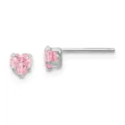 14K White Gold 4mm Pink CZ Heart Stud Earrings Madi K Children's Jewelry