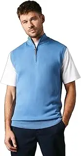 [Maine] Mens Knitted Zip Neck Sleeveless Pullover