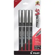 Pilot Rolling Ball Pen Precise V5 Black Premium Precision Tip, Pack of 4 26002