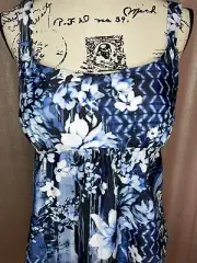 SWIMSUITS FOR ALL Blue Floral Slimming TANKINI SWIM TOP 12 New Soft Cup Bra