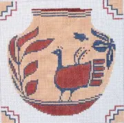 Southwest Mini Santa Domingo Pot Hand Painted Needlepoint Canvas