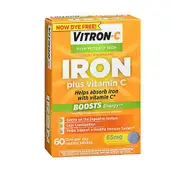 Vitron-C High Potency + Iron Supplement Vitamin C, 60 Coated Tablets (Pack of 1)
