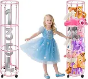 Stuffed Animal Zoo Storage with Wheels, 135L Soft Toy Organizer Cage, Movable Toy Storage Cart for Stuffed Animals Plushies Dolls Balls, Stuffed Animal Holder for Kids Bedroom Playroom (3 Tiers)