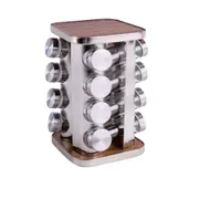 Clevinger Stainless Steel 16pc Rotary Spice Rack/Storage Organiser With Jars