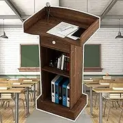 Lectern Podium Stand, Lectern Podium Stand,Lectern Podium Stand,Teacher Podium for Classroom, School Pulpit Podium Stand with Storage Shelf & Drawer, Standing Teaching Lect,