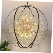 31.4'' Globe Sputnik Chandelier, Modern Industrial 16-Light Black Gold