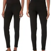 NWT Eileen Fisher Slim Black Tencel Nylon Stretch Ribbed Pull-On Pants (L) #0178