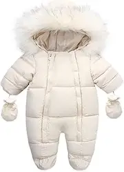 [Generic] Girl Snow Bib Infant Baby Girl Boy Coats Winter Snowsuit Toddler Jacket Clothes Zipper Jumpsuit Hooded Snow Wear Coat Outwear Snow Suits for Toddler Girls