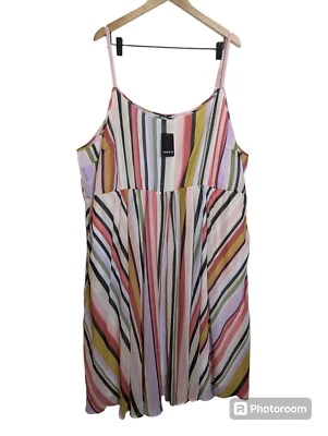 NWT Torrid Multicolor Striped Chiffon Pleated Sleeveless Midi Dress Size 5x