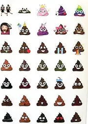 Poop Emoji Sticker Sheet Party Favor 24 Pack (576 Stickers), Poo Set. Potty Training, Journal, Favors, Office, Teachers, Scrapbooking - Poop Emoji Party Supplies - Emoji Birthday Party Decorations