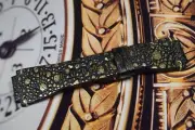 MA WATCH STRAP GENUINE TOAD SKIN BLACK GOLD FOR BELL ROSS BR 01 03