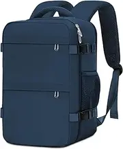 [Cmezevi] Cabin Bags 40x20x25 for Ryanair, Small Underseat Carry-ons Bag Hand Luggage Bag Travel Backpack Cabin Size 20L Fit 14 Inch Loptop Bags for Women Men with Trolley Sleeve - Blue