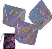Divination Dice | 8-Sided Astrological Dice for Prediction - Portable Rune Dice with Drawstring Bag, Resin Polyhedral Dice Set Divination Game Toys
