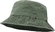 [UltraKey] Bucket Hat, Wide Brim Washed Denim Cotton Outdoor Sun Hat Flat Top Cap for Fishing Hiking Beach Sports