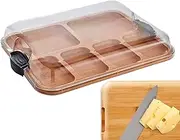 Charcuterie Board with Locking Lid, Double-Side Wooden Cutting Board, Large Rectangular Cheese Tray, Reusable Charcuterie Platter with Compartments, Multipurpose Food Serving Tray for Home Parties