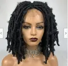 Full Double Lace Front Knotless Locs Braided Wigs Synthetic Lace Frontal Black