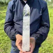 820g Natural Clear Quartz Obelisk Quartz Crystal Point Wand Tower Healing