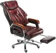 KJLY Boss Chair, Office Chair, Ergonomic Chair, Head Layer Cowhide, with 7 Position Massage and Retractible Footrest, Brown (Color : A)