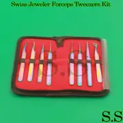8Pcs Rainbow Titanium Stainless Steel Electronic Craft Jewellery Tool Tweezers