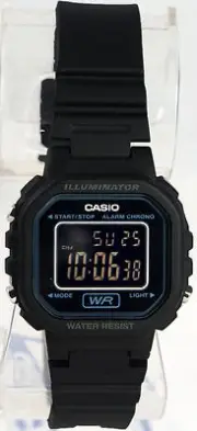 Casio LA-20WH-1B Ladies Pitch Black Digital Watch with LED Light 5 Year Battery