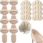 Geyoga 8 Pairs Adhesive Heel Cushion Pads for Too Loose Big Boots Cuttable Reusable Back of Heel Shoe Pads Grips Inserts for Women Men Anti Blister Shoe Guards Liners for Improving Fit(Beige)