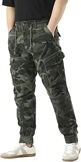 [DGWZ] Mens Elastic Waist Camo Cargo Pants Multi Pocket Stretch Twill Cotton Cargo Jogger Work Pants for Men