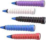 TOGEVAL 5-Pack Racket Grip Tape Anti-Slip Hand Grip Wrap for Tennis Badminton Fishing Rods Absorbs Sweat Kinesiology Tape