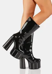 [FAN ALL FLAMES] Patent Zip It Platform Boots