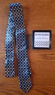 BLACK TIE GEEK Space Invaders Slim Retro 80s Atari Skinny Tie Black Video Gamer