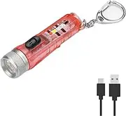 Portable LED Flashlight Keychain EDC Flash Light Strong Magnetic Work Emergency Camp Lamp Wtih UV Torch (Red)