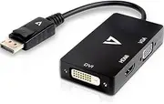 V7 V7DP-VGADVIHDMI-1E DisplayPort Adapter (m) to VGA, HDMI or DVI (f)