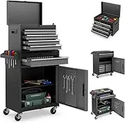 Costway 5-Drawer Rolling Tool Chest, High Capacity Tool Storage Cabinet w/Lockable Wheels, Adjustable Shelf & Anti-Slip Liner, Removable Tool Box Organizer for Garage, Workshop (Grey)