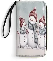 [BFGWK] Large Wallet Novelty Winter Snowman Printing Long Wallet With Zipper Leather Wallet Suitable For Both Men And Women, style, 19.7x10.5cm, Style, 19.7x10.5cm, 现代