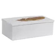 Elegant Gold Feather Decorative Box Rustic Textured Aged White Stone Look