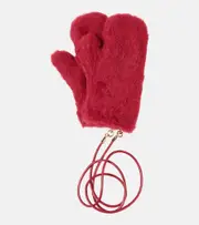 [Max Mara] Max Mara Ombrato wool and silk teddy mittens S/M red